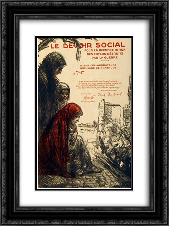 Le Devoir Social 18x24 Black Ornate Wood Framed Art Print Poster with Double Matting by Steinlen, Theophile
