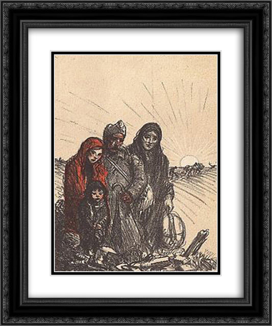 Le Devoir Social 20x24 Black Ornate Wood Framed Art Print Poster with Double Matting by Steinlen, Theophile