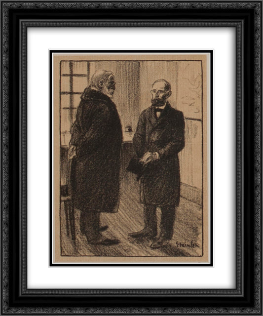 Le Directeur 20x24 Black Ornate Wood Framed Art Print Poster with Double Matting by Steinlen, Theophile