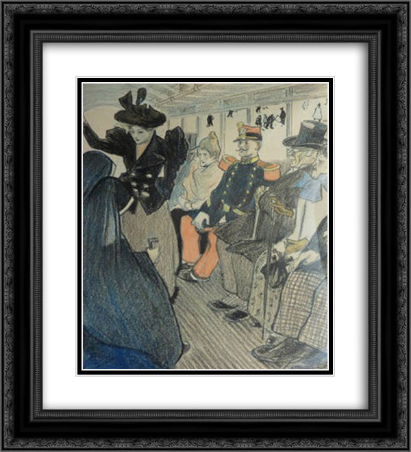 Le Dot 20x22 Black Ornate Wood Framed Art Print Poster with Double Matting by Steinlen, Theophile