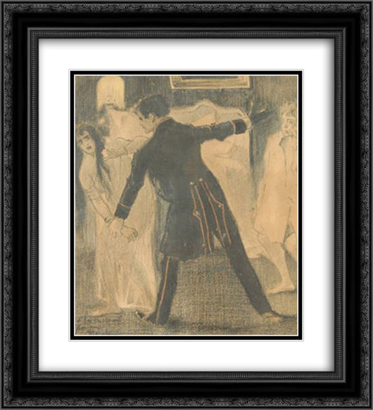 Le Fils inscribed to Sainte Croix 20x22 Black Ornate Wood Framed Art Print Poster with Double Matting by Steinlen, Theophile
