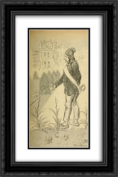 Le Lys Rouge 16x24 Black Ornate Wood Framed Art Print Poster with Double Matting by Steinlen, Theophile