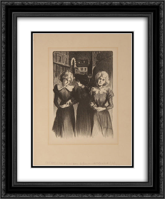Le Mai d'Amour 20x24 Black Ornate Wood Framed Art Print Poster with Double Matting by Steinlen, Theophile