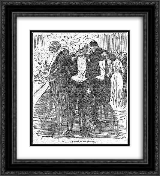 Le mari de ma femme 20x22 Black Ornate Wood Framed Art Print Poster with Double Matting by Steinlen, Theophile