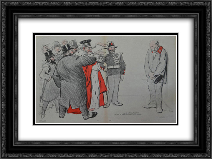 Le Metro Necro 24x18 Black Ornate Wood Framed Art Print Poster with Double Matting by Steinlen, Theophile