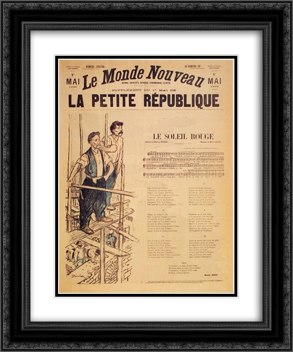 Le Monde Nouveau 20x24 Black Ornate Wood Framed Art Print Poster with Double Matting by Steinlen, Theophile
