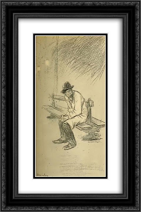 Le Mot Passe 16x24 Black Ornate Wood Framed Art Print Poster with Double Matting by Steinlen, Theophile
