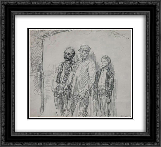 Le Mur 22x20 Black Ornate Wood Framed Art Print Poster with Double Matting by Steinlen, Theophile