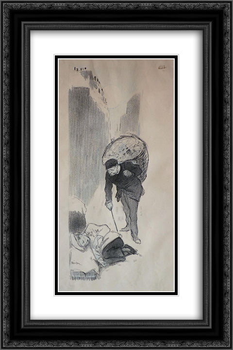 Le Petit Mitron 16x24 Black Ornate Wood Framed Art Print Poster with Double Matting by Steinlen, Theophile