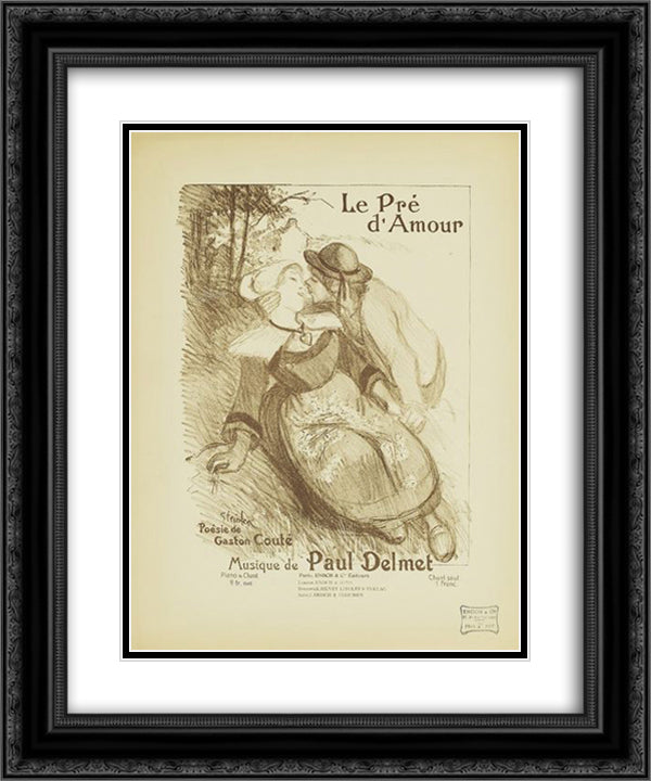 Le Pre D'Amour 20x24 Black Ornate Wood Framed Art Print Poster with Double Matting by Steinlen, Theophile