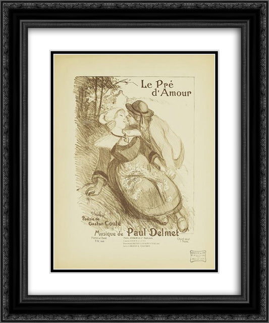 Le Pre D'Amour 20x24 Black Ornate Wood Framed Art Print Poster with Double Matting by Steinlen, Theophile