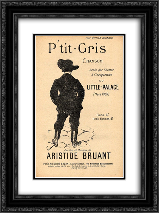 Le p'tit gris 18x24 Black Ornate Wood Framed Art Print Poster with Double Matting by Steinlen, Theophile