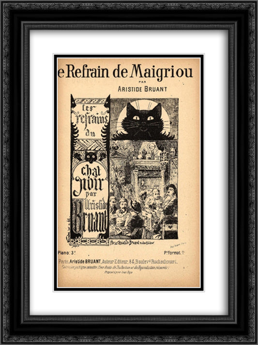 Le Refrain de Maigriou 18x24 Black Ornate Wood Framed Art Print Poster with Double Matting by Steinlen, Theophile