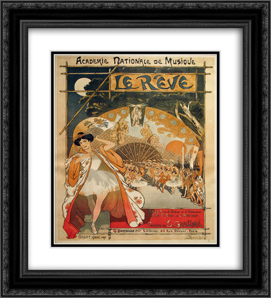 Le Reve 20x22 Black Ornate Wood Framed Art Print Poster with Double Matting by Steinlen, Theophile