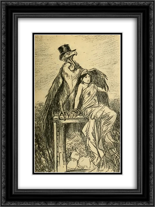 Le Roi Plutus 18x24 Black Ornate Wood Framed Art Print Poster with Double Matting by Steinlen, Theophile