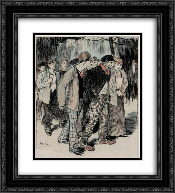 Le Rouquin 20x22 Black Ornate Wood Framed Art Print Poster with Double Matting by Steinlen, Theophile