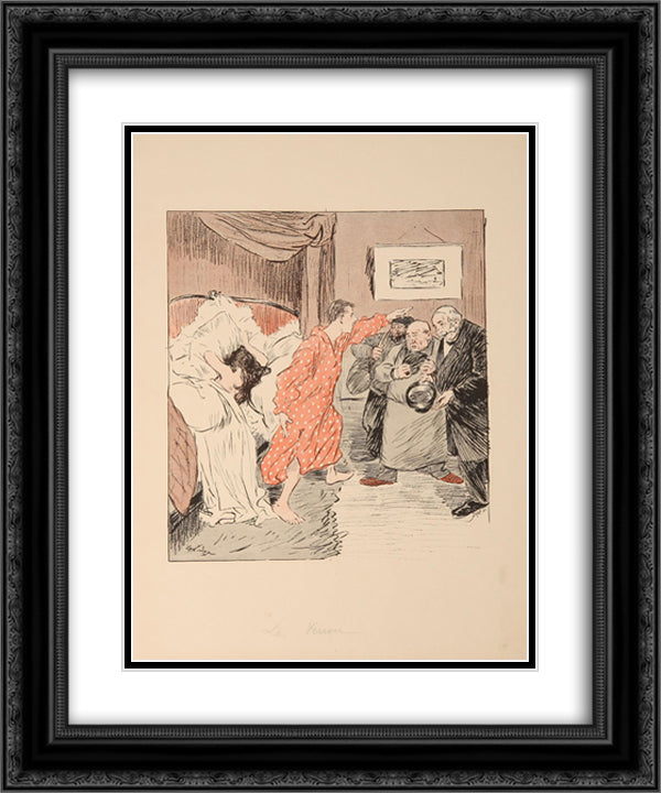Le Verrou 20x24 Black Ornate Wood Framed Art Print Poster with Double Matting by Steinlen, Theophile