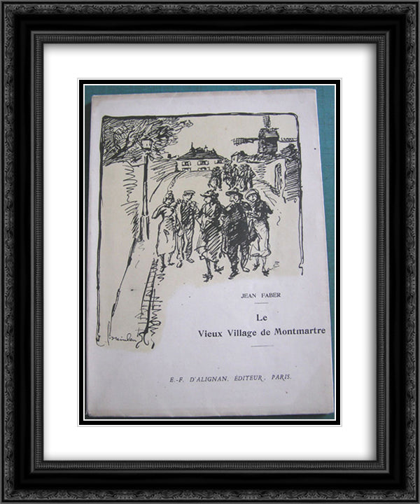 Le Vieux Village de Montmartre 20x24 Black Ornate Wood Framed Art Print Poster with Double Matting by Steinlen, Theophile
