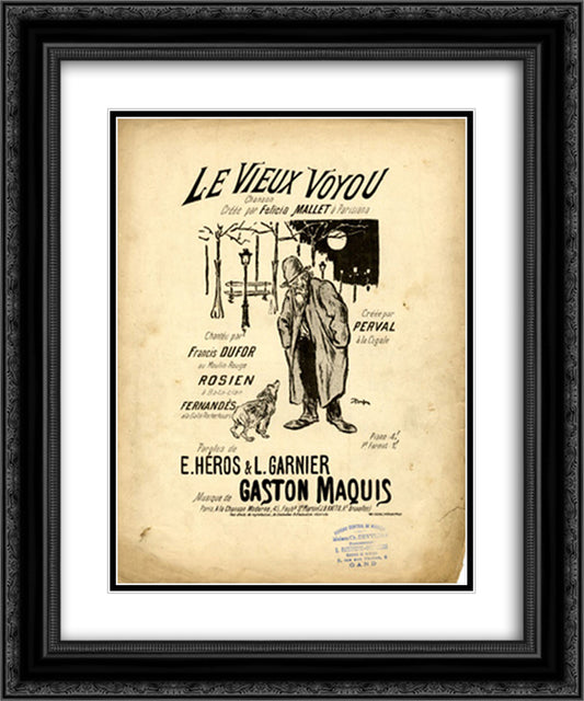 Le Vieux Voyou 20x24 Black Ornate Wood Framed Art Print Poster with Double Matting by Steinlen, Theophile