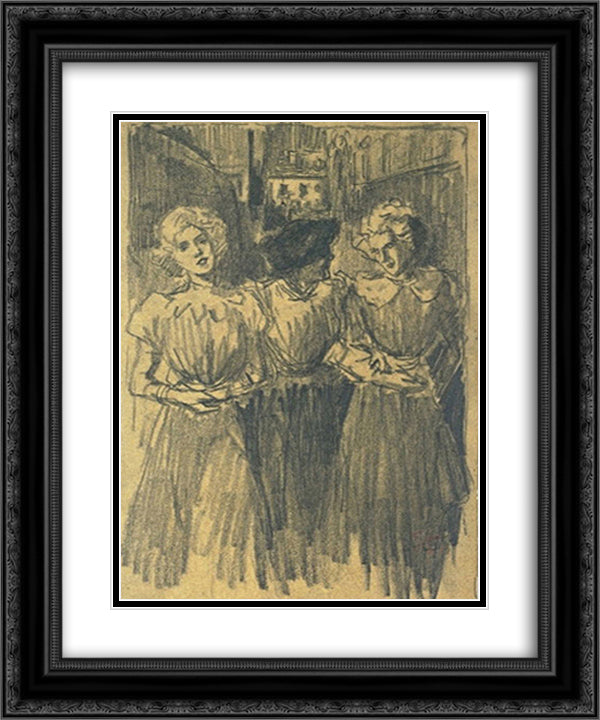 Le-Mai-d'Amour 20x24 Black Ornate Wood Framed Art Print Poster with Double Matting by Steinlen, Theophile