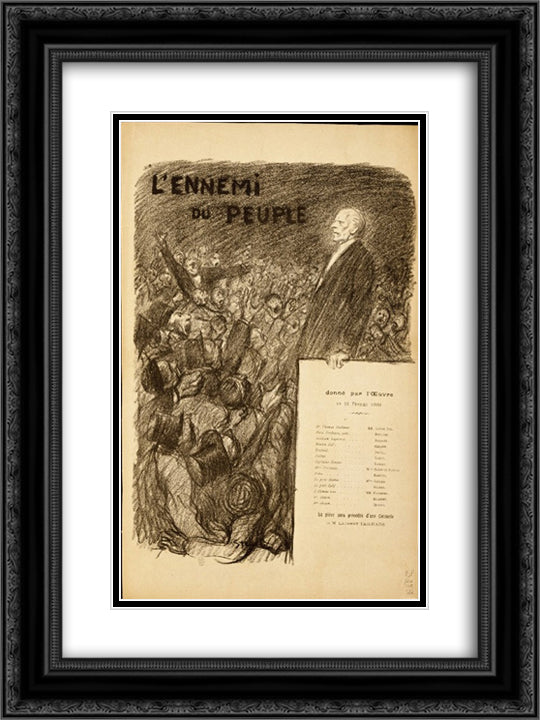 L'Ennemi du Peuple 18x24 Black Ornate Wood Framed Art Print Poster with Double Matting by Steinlen, Theophile