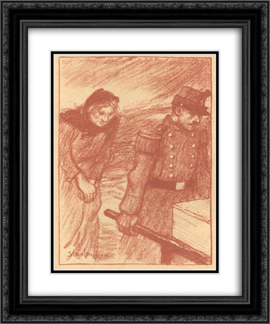 L'Enterrement 20x24 Black Ornate Wood Framed Art Print Poster with Double Matting by Steinlen, Theophile