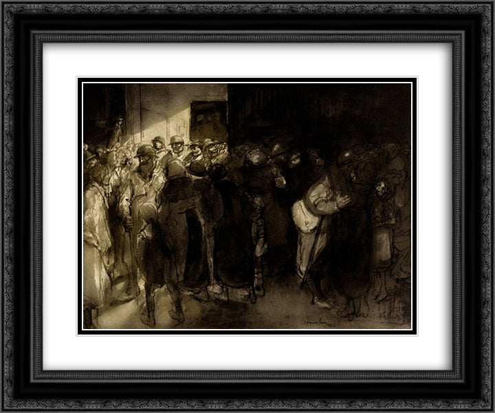 les Adieux 24x20 Black Ornate Wood Framed Art Print Poster with Double Matting by Steinlen, Theophile