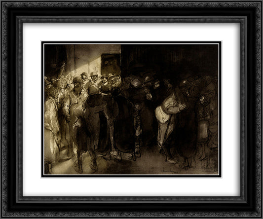 les Adieux 24x20 Black Ornate Wood Framed Art Print Poster with Double Matting by Steinlen, Theophile