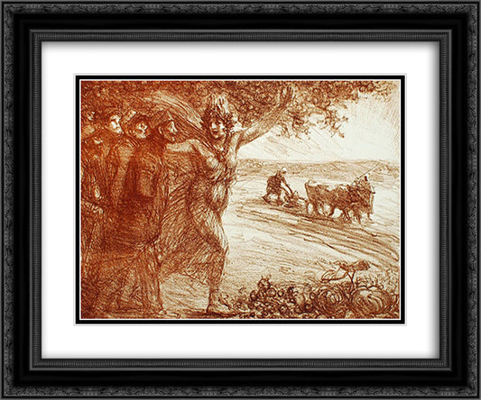 Les Agriculteurs Mutiles 24x20 Black Ornate Wood Framed Art Print Poster with Double Matting by Steinlen, Theophile