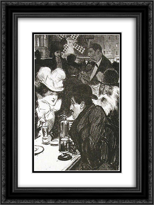 Les Bleuets 18x24 Black Ornate Wood Framed Art Print Poster with Double Matting by Steinlen, Theophile
