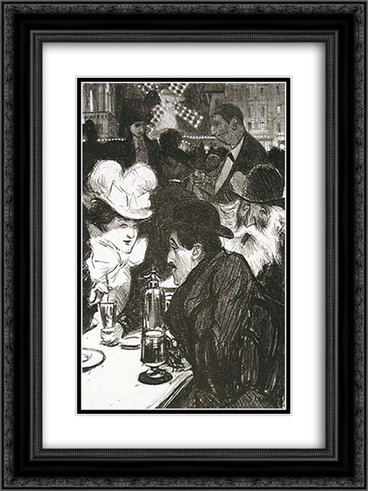 Les Bleuets 18x24 Black Ornate Wood Framed Art Print Poster with Double Matting by Steinlen, Theophile