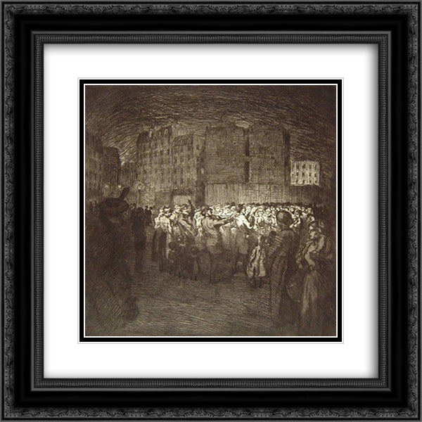 Les Chanteurs des rues 20x20 Black Ornate Wood Framed Art Print Poster with Double Matting by Steinlen, Theophile