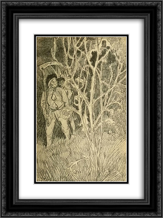 Les Chardons 18x24 Black Ornate Wood Framed Art Print Poster with Double Matting by Steinlen, Theophile