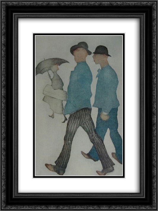 Les Deux Gigolos 18x24 Black Ornate Wood Framed Art Print Poster with Double Matting by Steinlen, Theophile
