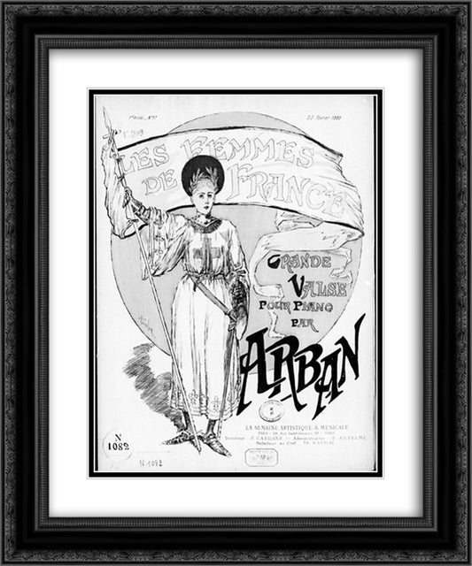 Les Femmes de France 20x24 Black Ornate Wood Framed Art Print Poster with Double Matting by Steinlen, Theophile