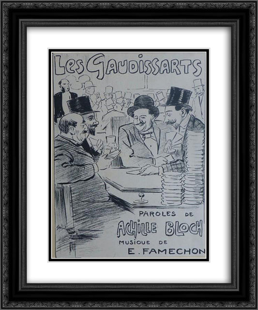 Les Gaudissarts 20x24 Black Ornate Wood Framed Art Print Poster with Double Matting by Steinlen, Theophile