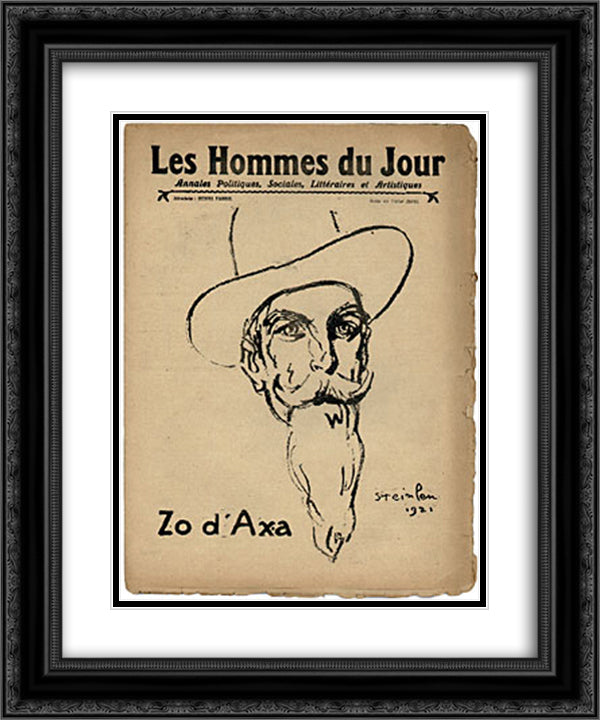 Les Hommes du Jour 20x24 Black Ornate Wood Framed Art Print Poster with Double Matting by Steinlen, Theophile