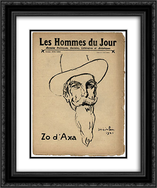 Les Hommes du Jour 20x24 Black Ornate Wood Framed Art Print Poster with Double Matting by Steinlen, Theophile