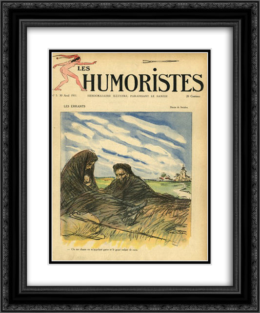 Les Humoristes 20x24 Black Ornate Wood Framed Art Print Poster with Double Matting by Steinlen, Theophile