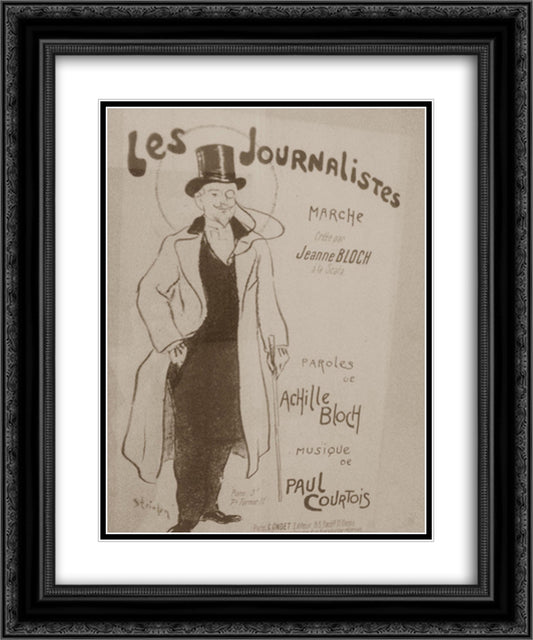 Les Journalistes 20x24 Black Ornate Wood Framed Art Print Poster with Double Matting by Steinlen, Theophile