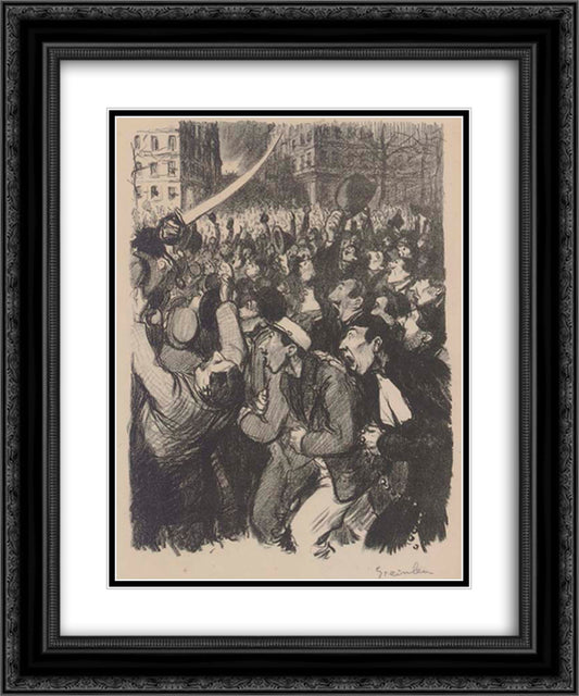 Les Moutons de Boisdeffre 20x24 Black Ornate Wood Framed Art Print Poster with Double Matting by Steinlen, Theophile