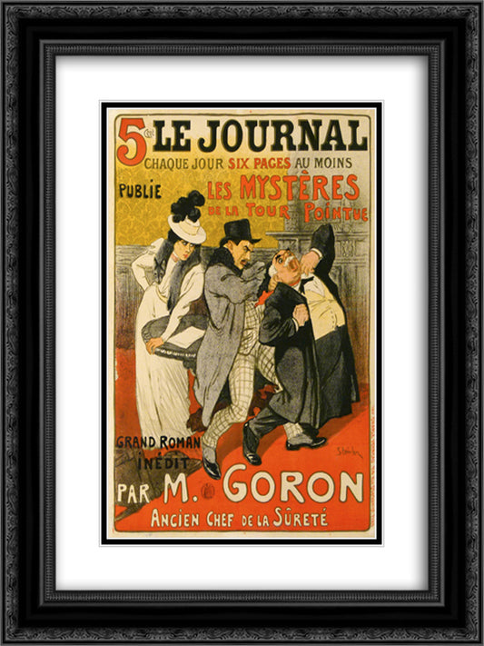 Les Mysteres de la Tour Pointue 18x24 Black Ornate Wood Framed Art Print Poster with Double Matting by Steinlen, Theophile