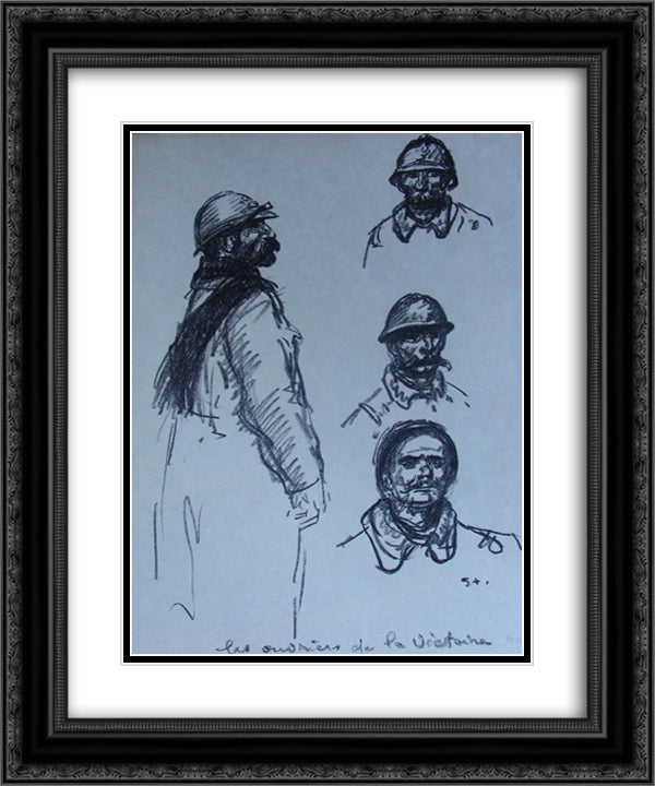 Les ouvriers de la Victoire 20x24 Black Ornate Wood Framed Art Print Poster with Double Matting by Steinlen, Theophile