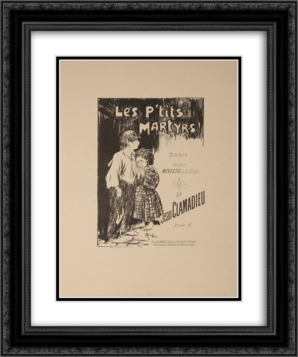 Les P-tits Martyrs 20x24 Black Ornate Wood Framed Art Print Poster with Double Matting by Steinlen, Theophile