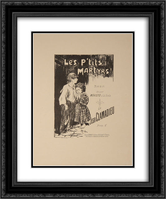 Les P-tits Martyrs 20x24 Black Ornate Wood Framed Art Print Poster with Double Matting by Steinlen, Theophile