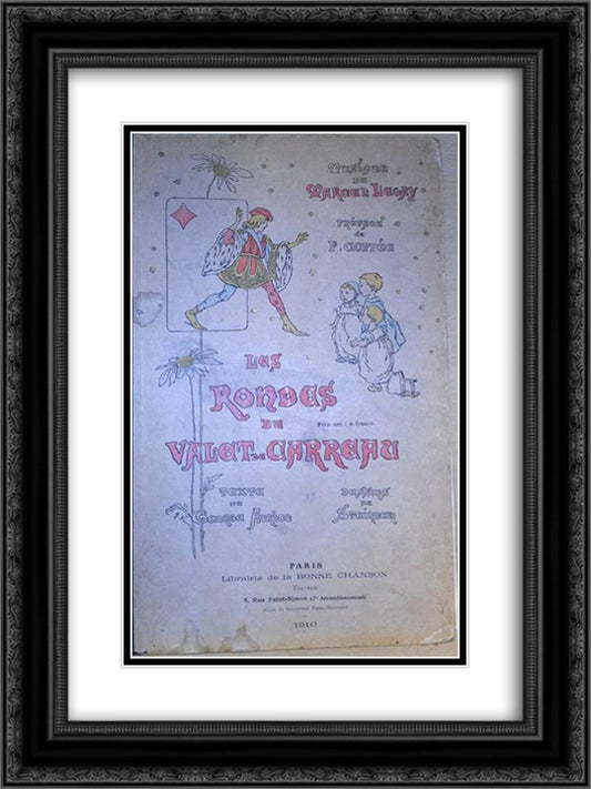 Les Rondes 18x24 Black Ornate Wood Framed Art Print Poster with Double Matting by Steinlen, Theophile