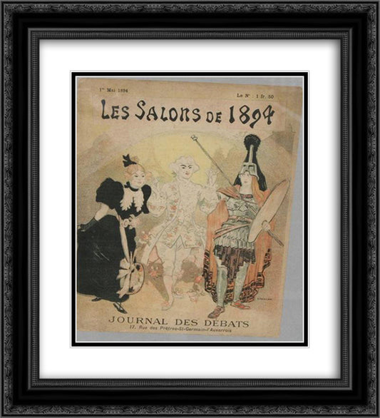 Les Salons 20x22 Black Ornate Wood Framed Art Print Poster with Double Matting by Steinlen, Theophile