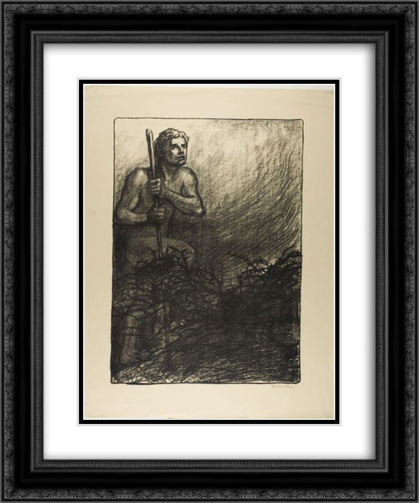 Les Temps Nouveaux 20x24 Black Ornate Wood Framed Art Print Poster with Double Matting by Steinlen, Theophile