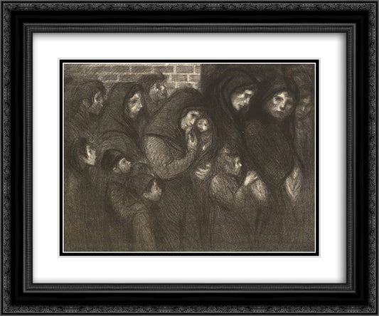 Les Veuves de Courrieres 24x20 Black Ornate Wood Framed Art Print Poster with Double Matting by Steinlen, Theophile