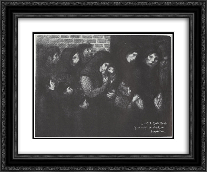 Les Veuves De Courrieres 24x20 Black Ornate Wood Framed Art Print Poster with Double Matting by Steinlen, Theophile
